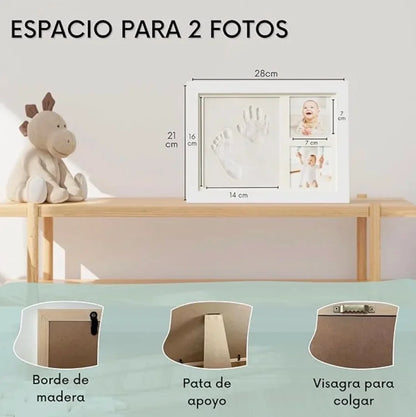 Kit de huellas en arcilla con marco, vista frontal